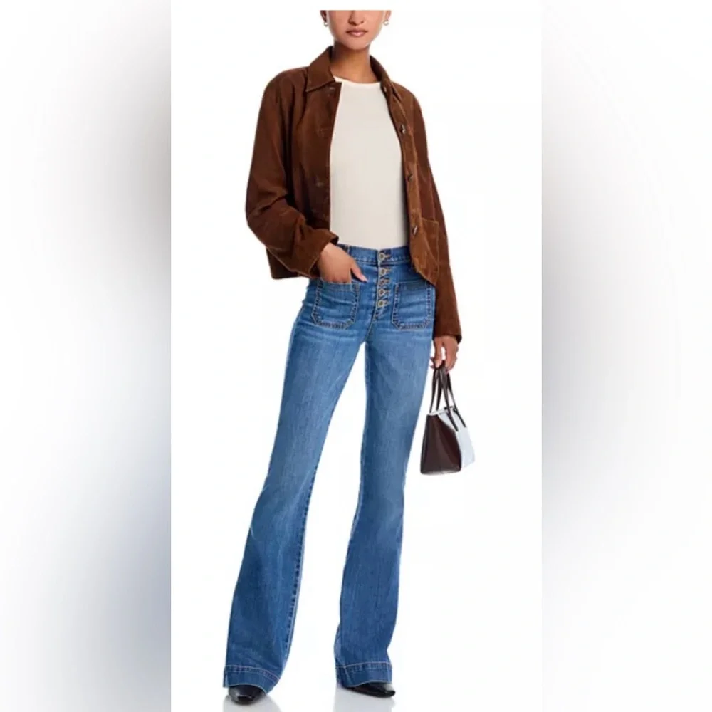 Ramy Brook Medium Blue High-Rise Flare Jeans